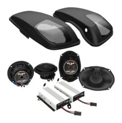 Wild Boar By Hogtunes Front Speakers, Lids, & 400 Watt Amp Kit For Harley Touring 2014-2023